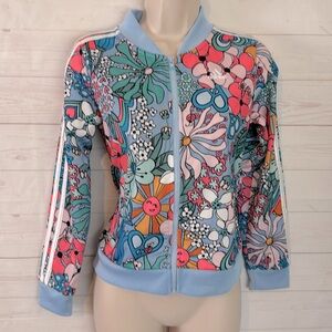 Adidas Size L (14) Lightweight Mod Retro Track Jacket Floral All Over Print